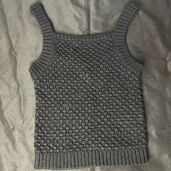 J. Crew Tops - J. CREW Crocheted Black Tank Top